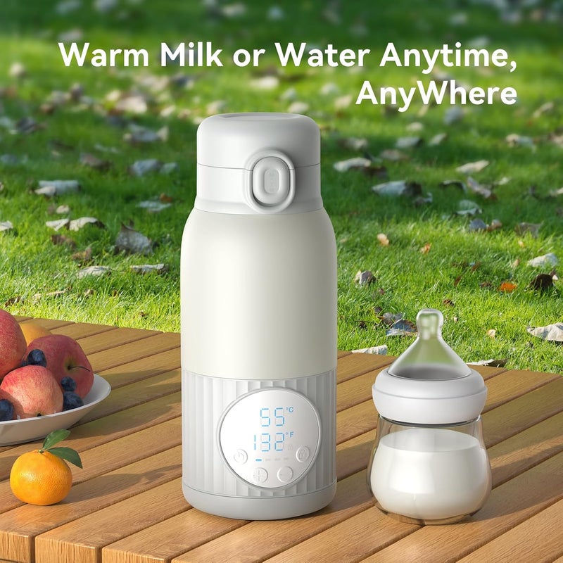 APZOKI Portable Baby Bottle Warmer for Breast Milk, 100W Fast Heating & Precise Temp Control for Formula, Water, 13.5oz Large Capacity Milk Warmer for Travel, Car, Outdoors (Grey) - Image 2